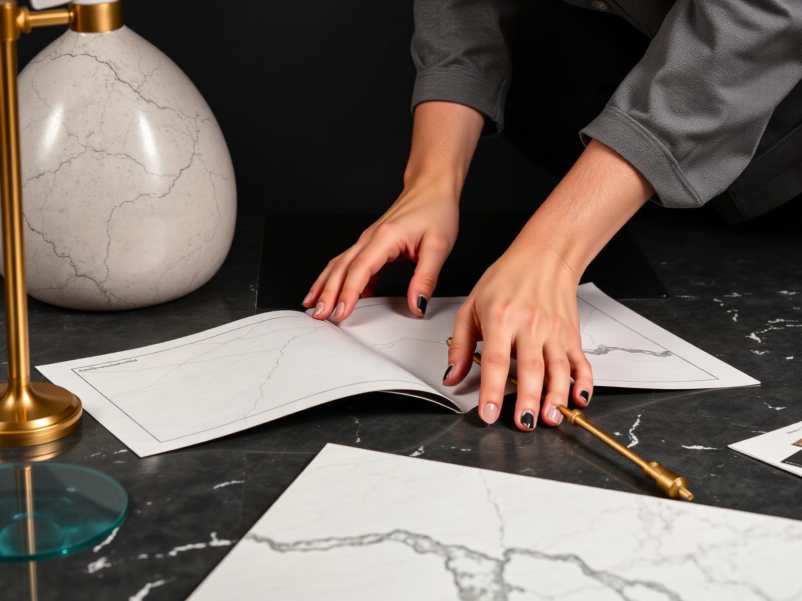Architect reviewing large-format Spencer Tiles porcelain samples
